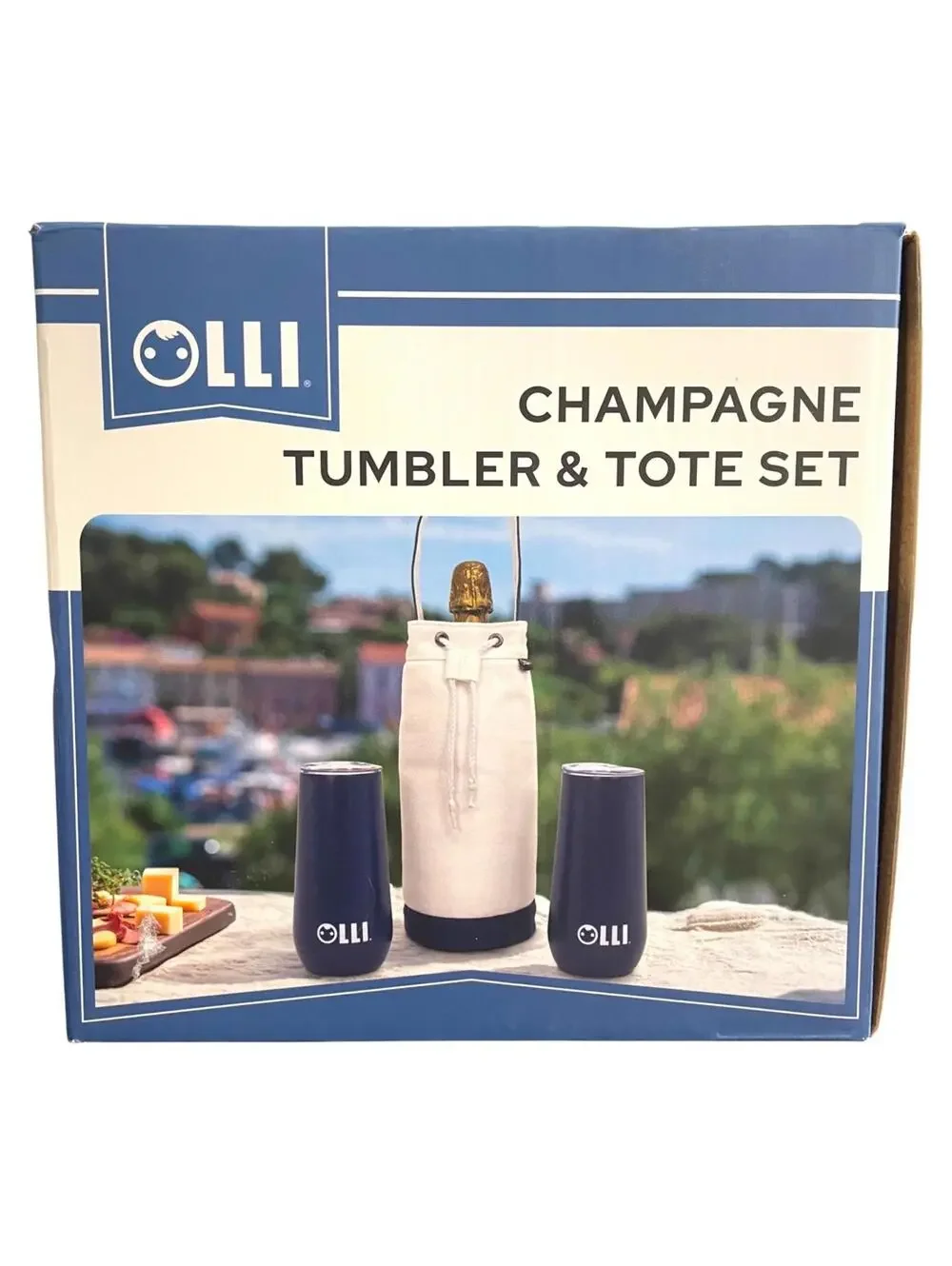 Olli Champagne Tumbler & Tote Set Portable Carrier NIB